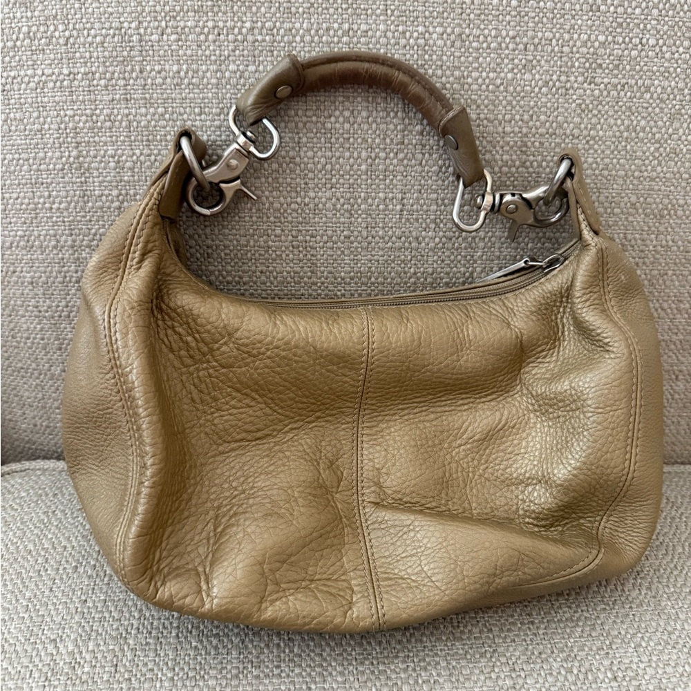 Elegant Bronze Pebble Leather Vintage Hobo Bag